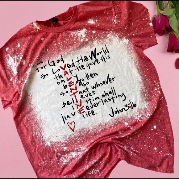 Biblical Valentine’s bleached tshirt - Picture 1 of 1